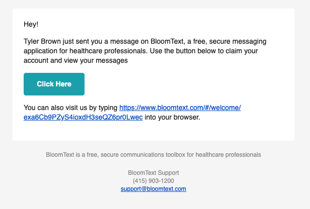 BloomText invitation email